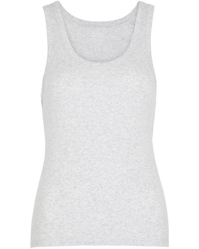 COLORFUL STANDARD Ribbed Stretch-cotton Tank - White