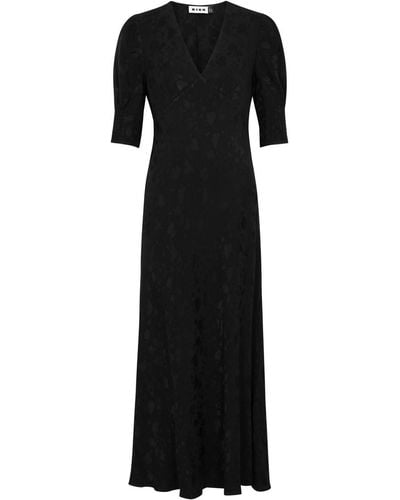 RIXO London Zadie Jacquard Woven Midi Dress - Black