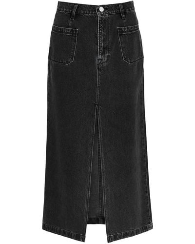 FRAME Le Bardot Denim Midi Skirt - Black