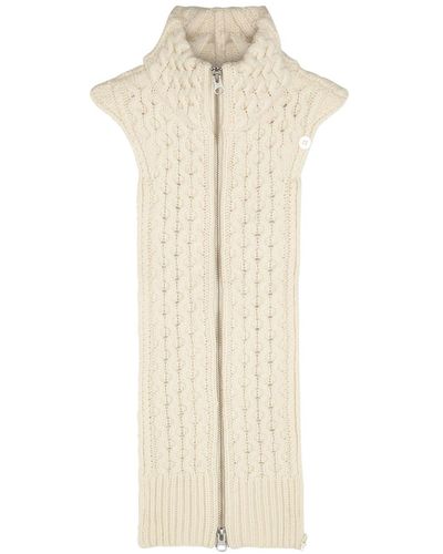 Veronica Beard Upstate Cream Cable-Knit Wool Dickey - Natural