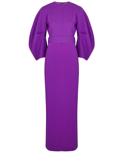 Solace London London Allegra Puff-Sleeve Belted Maxi Dress - Purple