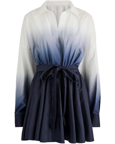 Norma Kamali Ombré Taffeta Mini Shirt Dress - Blue
