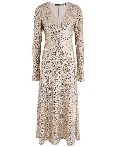 ROTATE SUNDAY Sequin-Embellished Tulle Maxi Dress - Natural
