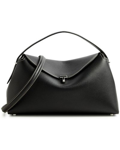 Totême Totême T-lock Leather Top Handle Bag - Black