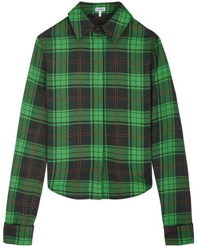 Loewe Checked Cotton-Blend Shirt - Green