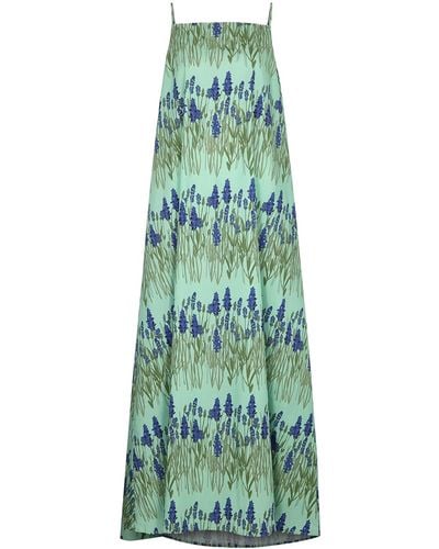 BERNADETTE Audrey Green Floral-print Stretch-cotton Dress