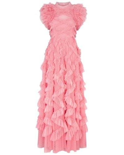 Needle & Thread Genevieve Ruffled Tulle Gown - Pink