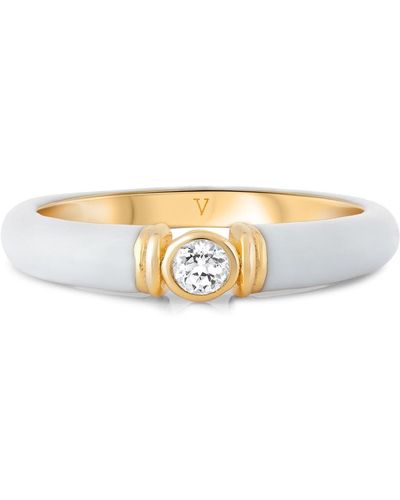 V By Laura Vann Kiki Enamelled18kt Gold Vermeil Ring - White