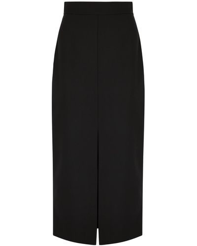 Alexander McQueen Split Wool Midi Skirt - Black