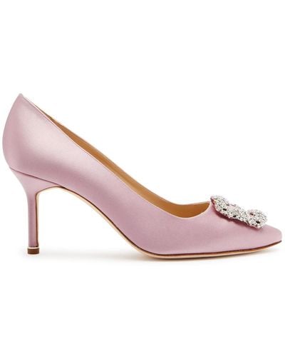 Manolo Blahnik Hangisi 70 Satin Court Shoes - Pink