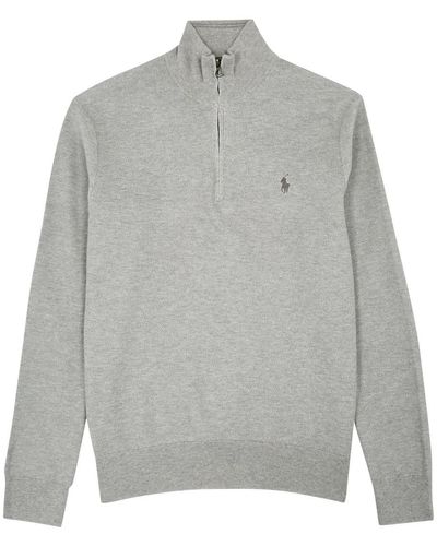 Polo Ralph Lauren Half-zip Piqué Cotton Sweater - Gray