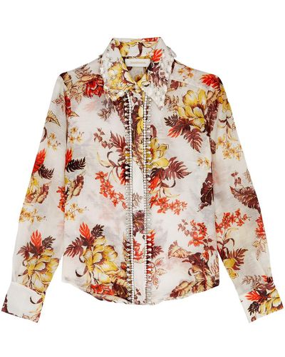 Zimmermann Matchmaker Embellished Linen-blend Shirt - Multicolour