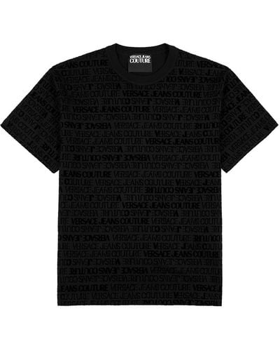 Versace Black Logo-monogrammed Cotton T-shirt