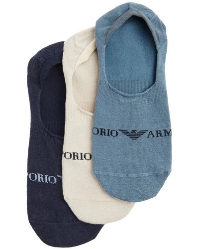 Emporio Armani Logo Cotton-blend Trainer Socks - Blue
