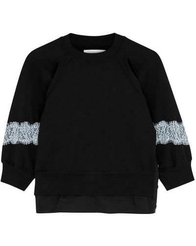 3.1 Phillip Lim Lantern Lace-panelled Cotton Sweatshirt - Black