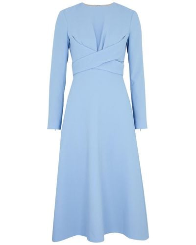 Emilia Wickstead Elta Wrap-effect Midi Dress - Blue