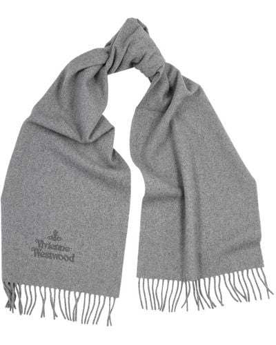 Vivienne Westwood Logo-Embroidered Wool Scarf - Gray