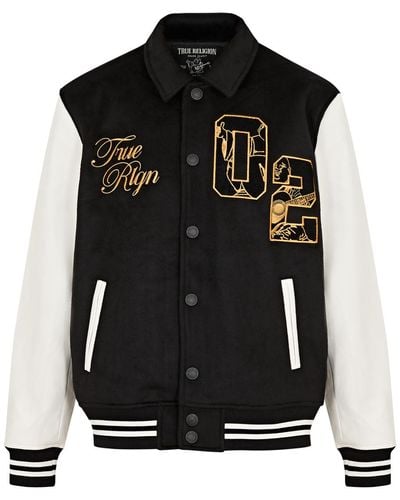 True Religion Logo-embroidered Felt Varsity Jacket - Black
