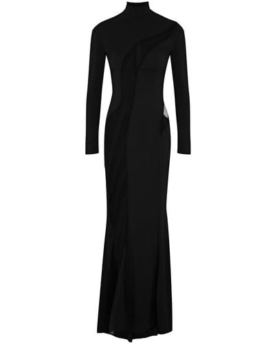 Mugler Tulle-panelled Gown - Black