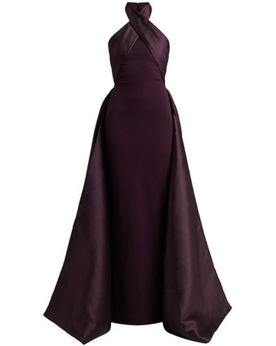 Solace London Rumi Halterneck Draped Gown - Purple
