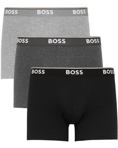 BOSS Stretch-cotton Boxer Briefs - Grey