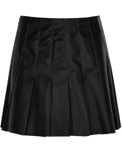Alice + Olivia Alice + Olivia Carter Pleated Vegan Leather Mini Skirt - Black