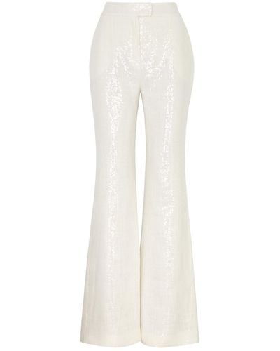 Galvan London Lisbon Bridal Sequin-Embellished Trousers - White
