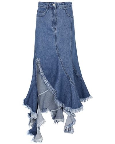 Marques'Almeida Swirl Denim Midi Skirt - Blue