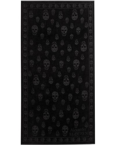 Alexander McQueen Skull-jacquard Cotton Towel - Black