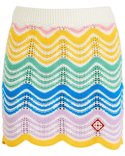 Casablanca Striped Crochet Mini Skirt - Gray