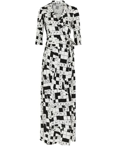 Diane von Furstenberg Abigail Printed Silk-Jersey Maxi Wrap Dress - White