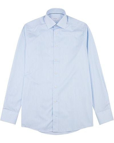 Eton Striped Cotton Shirt - Blue