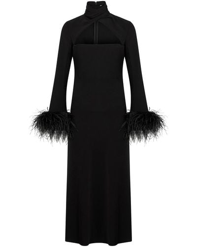 16Arlington Odessa Feather-Trimmed Maxi Dress - Black