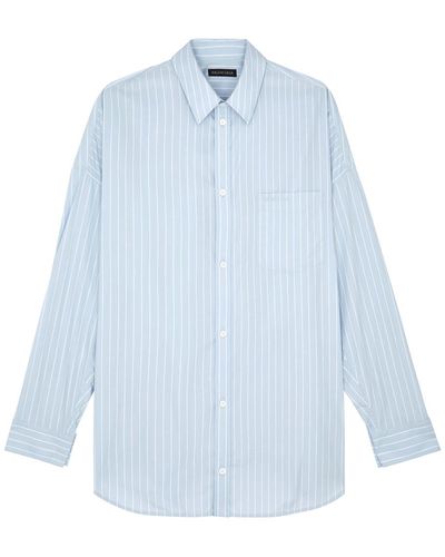 Balenciaga Cocoon Striped Cotton-poplin Shirt - Blue