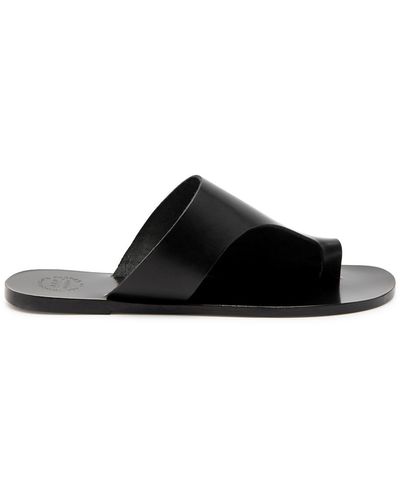 Atp Atelier Rosa Vacchetta Leather Thong Sandals - Black