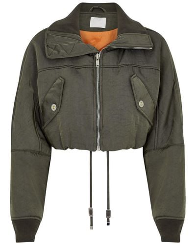 Dion Lee Cropped Nylon Bomber Jacket - Green