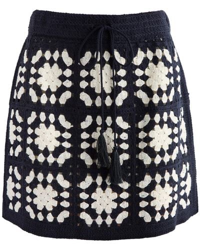 FRAME Crochet Mini Skirt - Blue