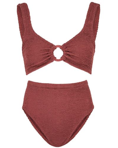 Hunza G Nadine Seersucker Bikini - Red