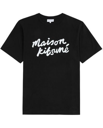 Maison Kitsuné Logo-print Cotton T-shirt - Black
