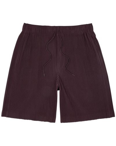 Issey Miyake Homme Plissé Pleated Jersey Shorts - Red
