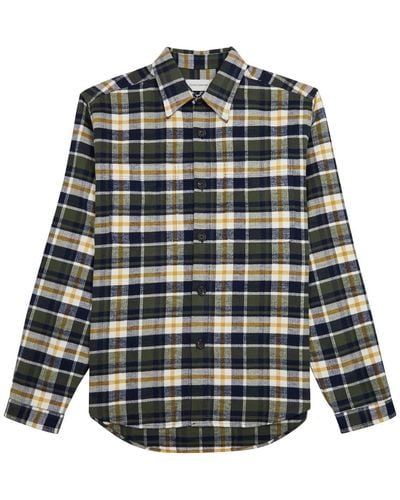 Oliver Spencer Treviscoe Checked Brushed Cotton Overshirt - Green