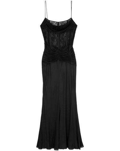 Alessandra Rich Corset Lace Maxi Dress - Black