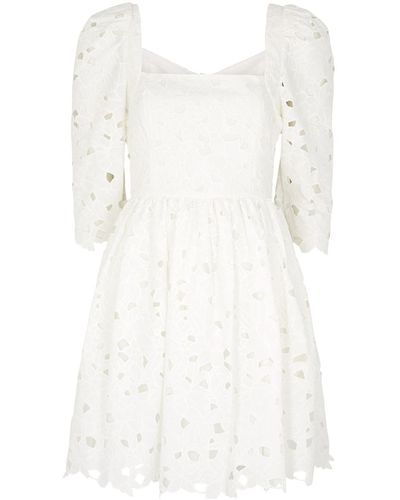 Cara Cara Hart Embroidered Cotton Mini Dress - White