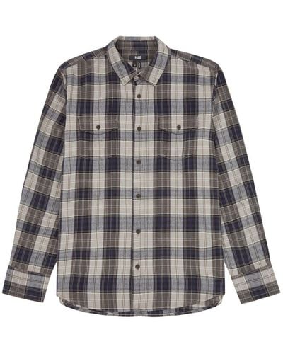 PAIGE Everett Plaid Flannel Shirt - Grey
