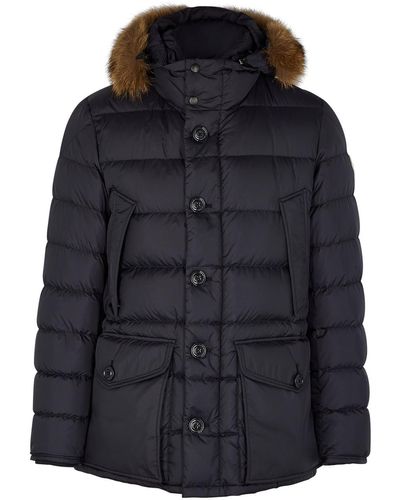 Moncler Cluny Fur-trimmed Quilted Shell Coat - Black