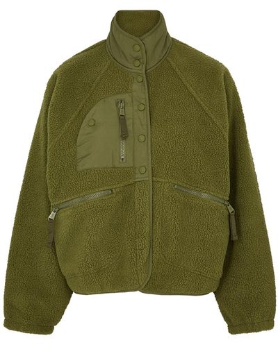 Free People Hit The Slopes Panelled Fleece Jacket - Green