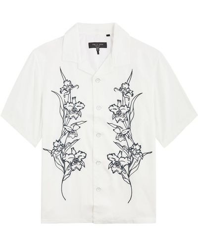 Rag & Bone Avery Resort Floral-Embroidered Twill Shirt - White