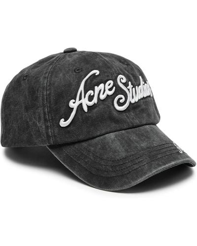 Acne Studios Logo-embroidered Cotton Cap - Black