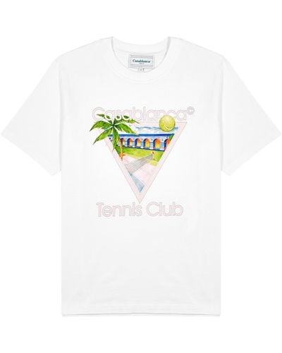 Casablanca Tennis Club Graphic-print Cotton-jersey T-shirt X - White