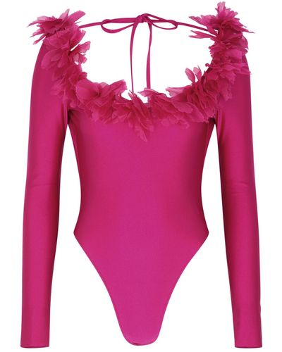 GIUSEPPE DI MORABITO Floral-appliquéd Jersey Bodysuit - Pink